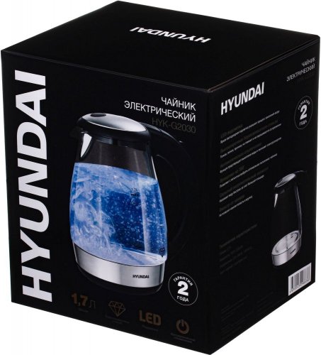 Чайник электрический Hyundai HYK-G2030 1.7л. 2200Вт черный (корпус: стекло) фото 7
