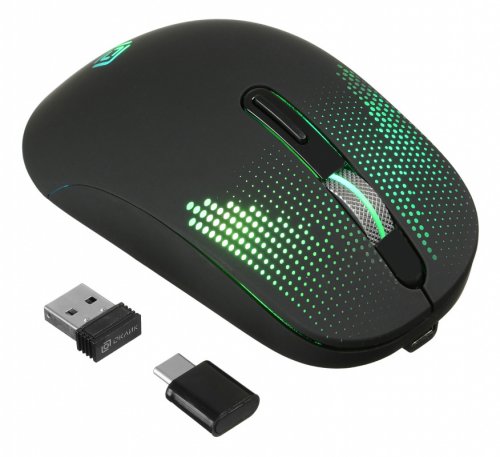 Мышь Оклик 636LWC черный оптическая (1600dpi) беспроводная USB/USB-C для ноутбука (6but) фото 6