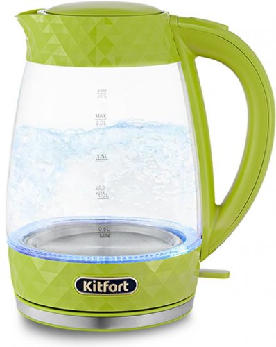 Чайник электрический Kitfort KT-6123-2 2л. 2200Вт салатовый (корпус: стекло)