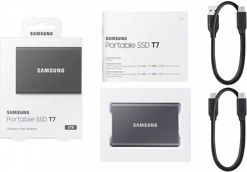 Накопитель SSD Samsung USB-C 2Tb MU-PC2T0T/WW T7 1.8" черный фото 2