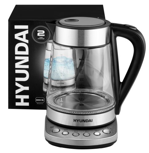 Чайник электрический Hyundai HYK-G3026 1.7л. 2200Вт серебристый/черный (корпус: стекло) фото 15