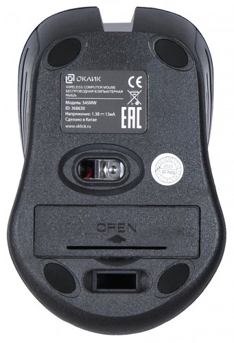 Мышь Оклик 545MW черный/синий оптическая (1600dpi) беспроводная USB для ноутбука (4but) фото 5