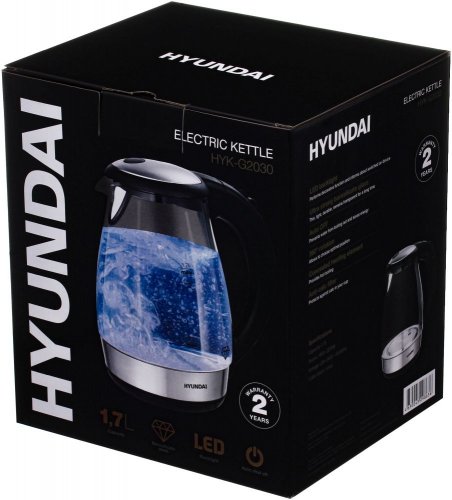 Чайник электрический Hyundai HYK-G2030 1.7л. 2200Вт черный (корпус: стекло) фото 8