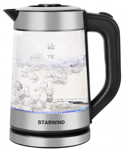 Чайник электрический Starwind SKG3081 1.7л. 1700Вт черный/серебристый (корпус: стекло) фото 2