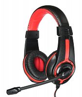 Наушники с микрофоном Оклик HS-L200 черный/красный 2.2м накладные оголовье (Y-819)