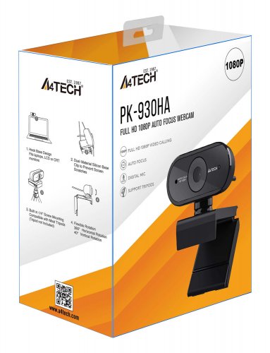 Камера Web A4Tech PK-930HA черный 2Mpix (1920x1080) USB2.0 с микрофоном фото 4