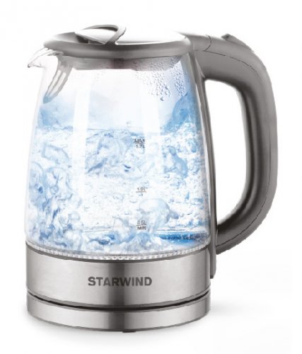 Чайник электрический Starwind SKG2315 1.7л. 2200Вт серый/серебристый (корпус: стекло) фото 2