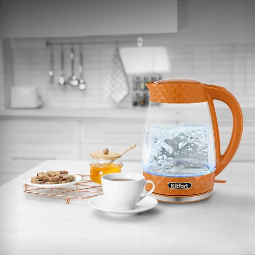Чайник электрический Kitfort KT-6123-4 2л. 2200Вт оранжевый (корпус: стекло) фото 5