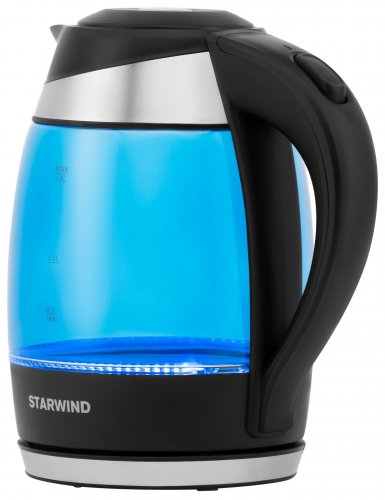 Чайник электрический Starwind SKG2216 1.8л. 2200Вт синий/черный (корпус: стекло) фото 2